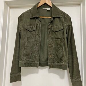 Vintage Olive Green Cotton Corduroy Cropped Jacket XS
